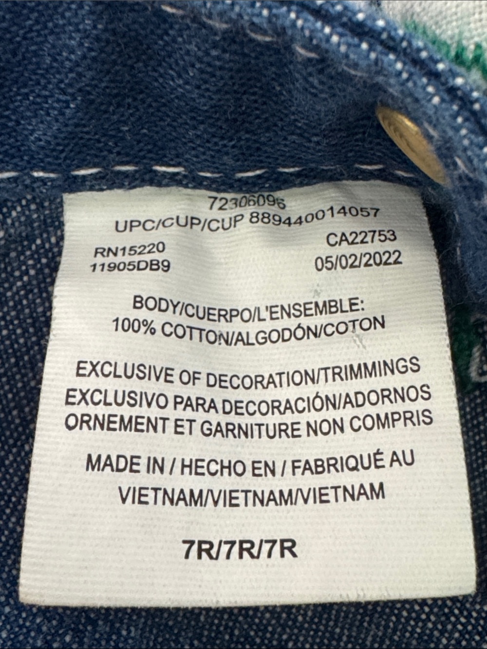 Liberty Dark Blue Denim Kids Overalls Size 7 - Picture 7 of 8
